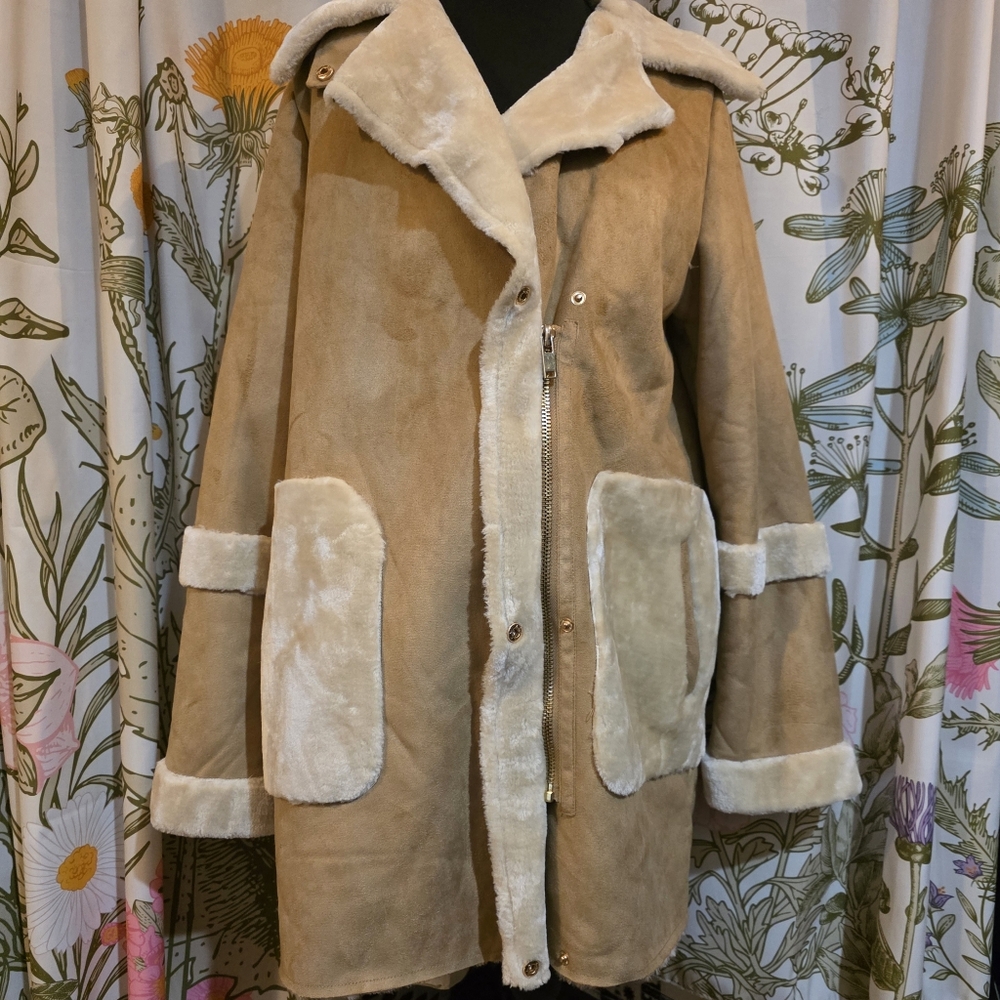 Stradivarius Faux Suede/fur Coat - Picture 2 of 5